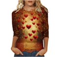 thumbnail image 2 of Fartey T-Shirts de la Saint-Valentin pour Femmes T-Shirts Graphiques Cœur d'Amour Coupe Ample Manches 3/4 Col Rond Tuniques Grande Taille Cadeaux de la Saint-Valentin Multicolore P, 2 of 5