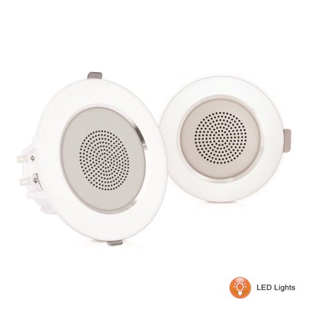PYLE PDICLE35 - 3.5?? Ceiling / Wall Speakers  2-Way Aluminum Frame Speaker Pair with Built-in LED Lights  140 Watt