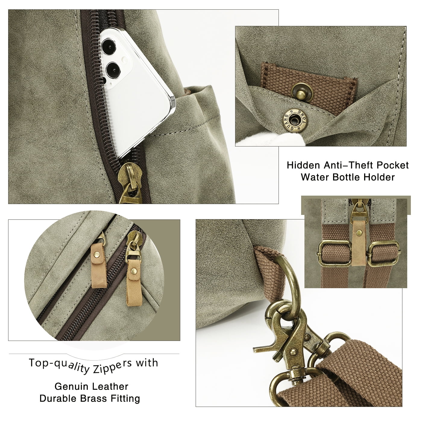 KL928 PU Leather Crossbody Backpack Sling Bag Shoulder Casual Daypack Rucksack for Men Women