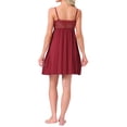 thumbnail image 3 of INSPIRAR CHIC Lencería Babydoll para Mujeres Chemise de Encaje Transparente Cuello en V A Line Tirantes Espagueti Midi Vestido de Noche XL Rojo, 3 of 6