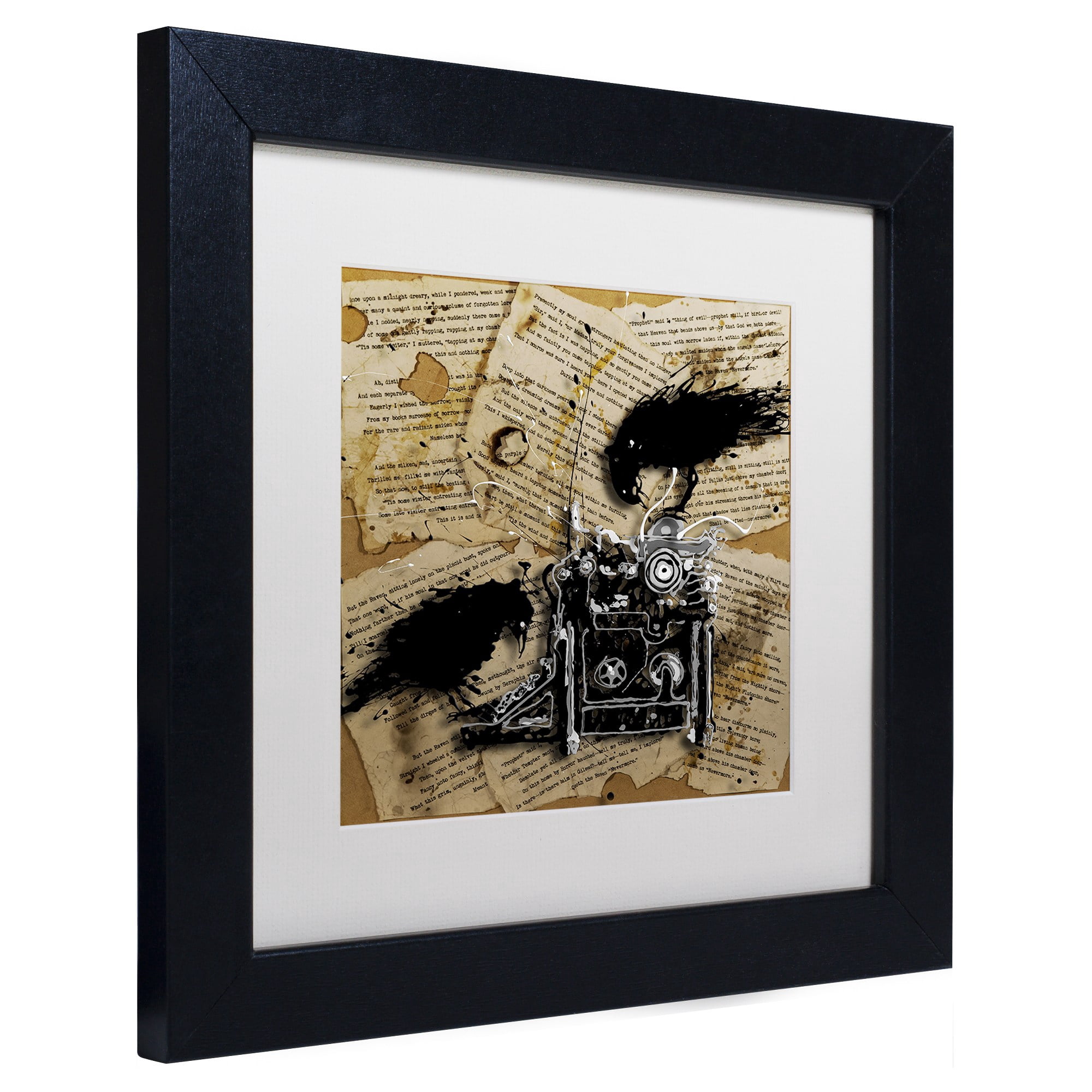 Trademark Fine Art "Quoth the Raven 1" Canvas Art by Roderick Stevens, White Matte, Black Frame