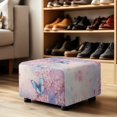 thumbnail image 4 of Xoenoiee Cherry Blossom Butterfly Print Jacquard Ottoman Cover Slipcovers Folding Storage Stool Furniture Protector Cover Soft Thick Rectangle Foot Rest Slipcover with Elastic Bottom, L, 4 of 7