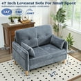 thumbnail image 2 of BedLuxury 47'' Wide LoveSeat, 2-seat Chenille sofa with 2 Pillows for Living Room and Small Spaces, Blue, 2 of 8