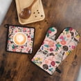 thumbnail image 5 of Dogs with Flowers Kitchen Oven Mitt and Pot Holder Sets 2 Pcs for Baking, Cooking and Grilling, Heat Resistant Up To 392 °F, 5 of 7