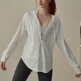 thumbnail image 4 of Hooded Long Sleeve Cooling Shirt with Pocket Hiking Fishing Outdoor Women Sun Protection Lightweight Breathable Quick Dry Jacket, 4 of 8