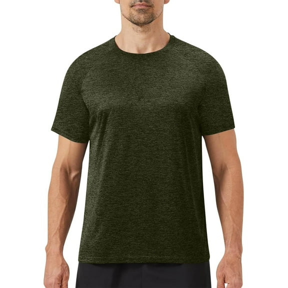 Coorders George Men's Crewneck Tee with Short Sleeves, Mens Breathable Stretch Tops Tee Shirt, Army Green, XXXL