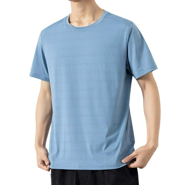 Binmer Men's Summer Lightweight Breathable Tight-Fitting Regular Sport Prompt Drying Short Sleeved Round Neck Tops