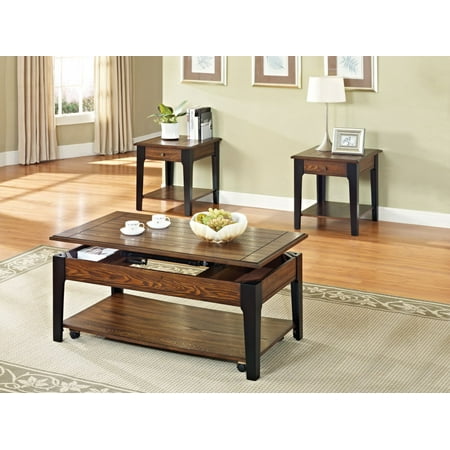 Magus 3Pcs Brown Oak Black Lift Top Coffee Table Set ...