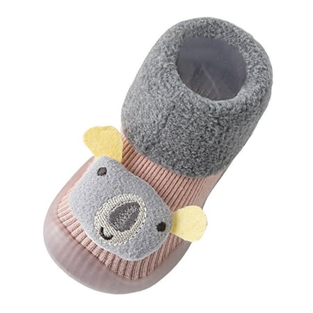 Quealent Infant Western Boots Infant Newborn Boys Girls Slippers Warm Crib Sock Shoes Indoor First Walker Prewalker (Pink 4.5)