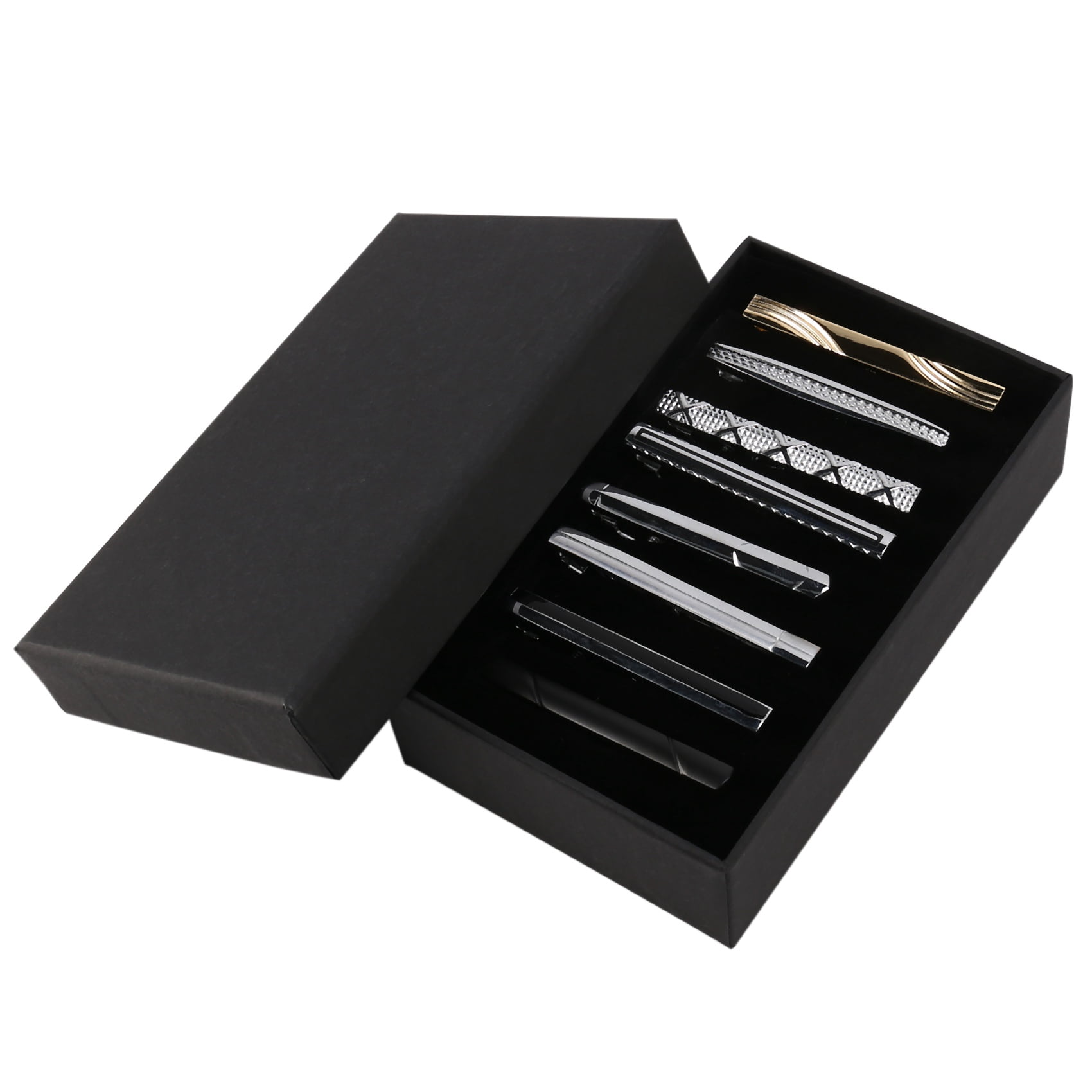 8 Pcs Tie Clips Set for Men Tie Bar Clip Set for Regular Ties Necktie