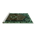 thumbnail image 2 of Ahgly Company Machine Washable Indoor Square Persian Turquoise Blue Traditional Area Rugs, 5' Square, 2 of 4