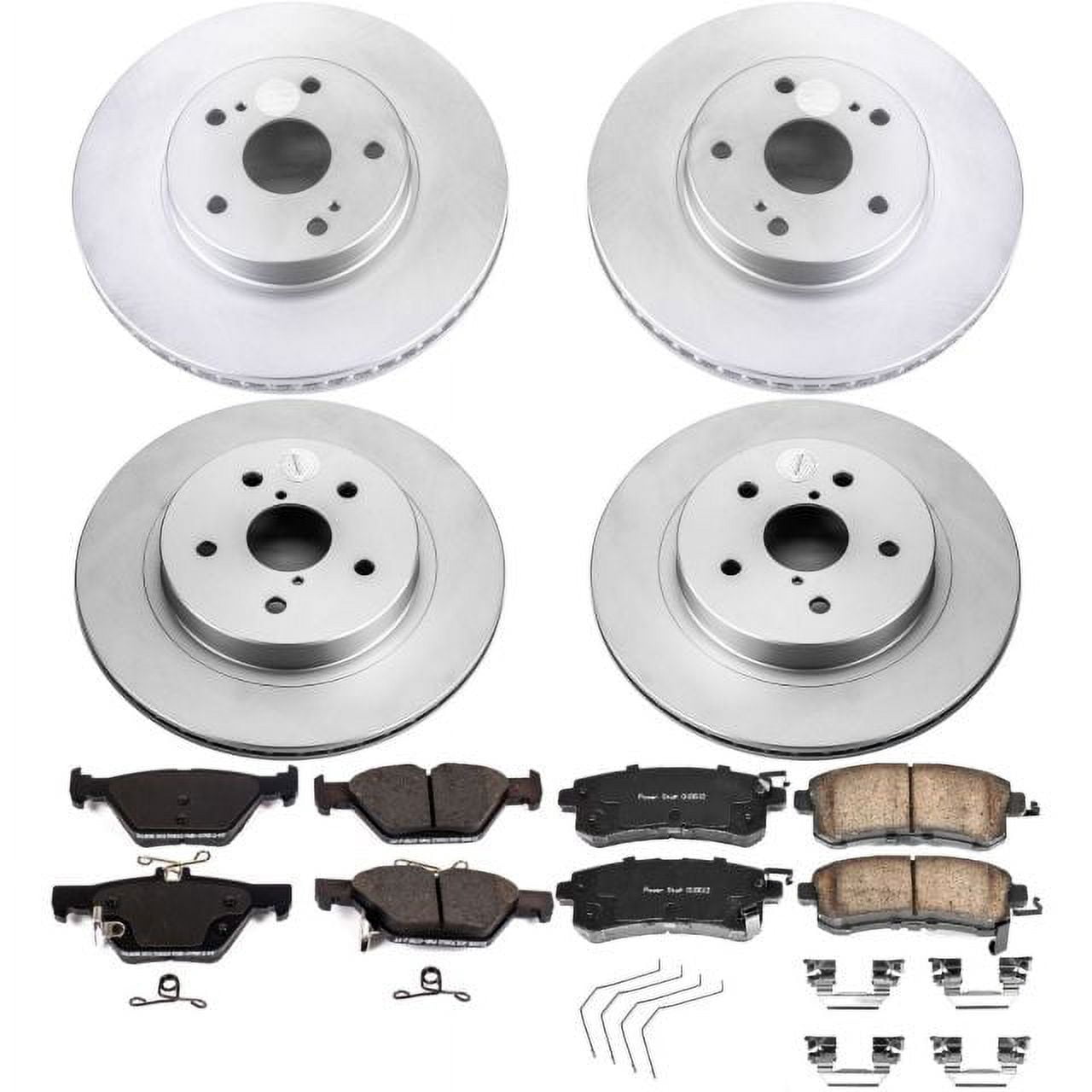 PowerStop Front and Rear Geomet Coated Brake Rotor and Pad Kit Fits: SUBARU Select Models CRK7357
