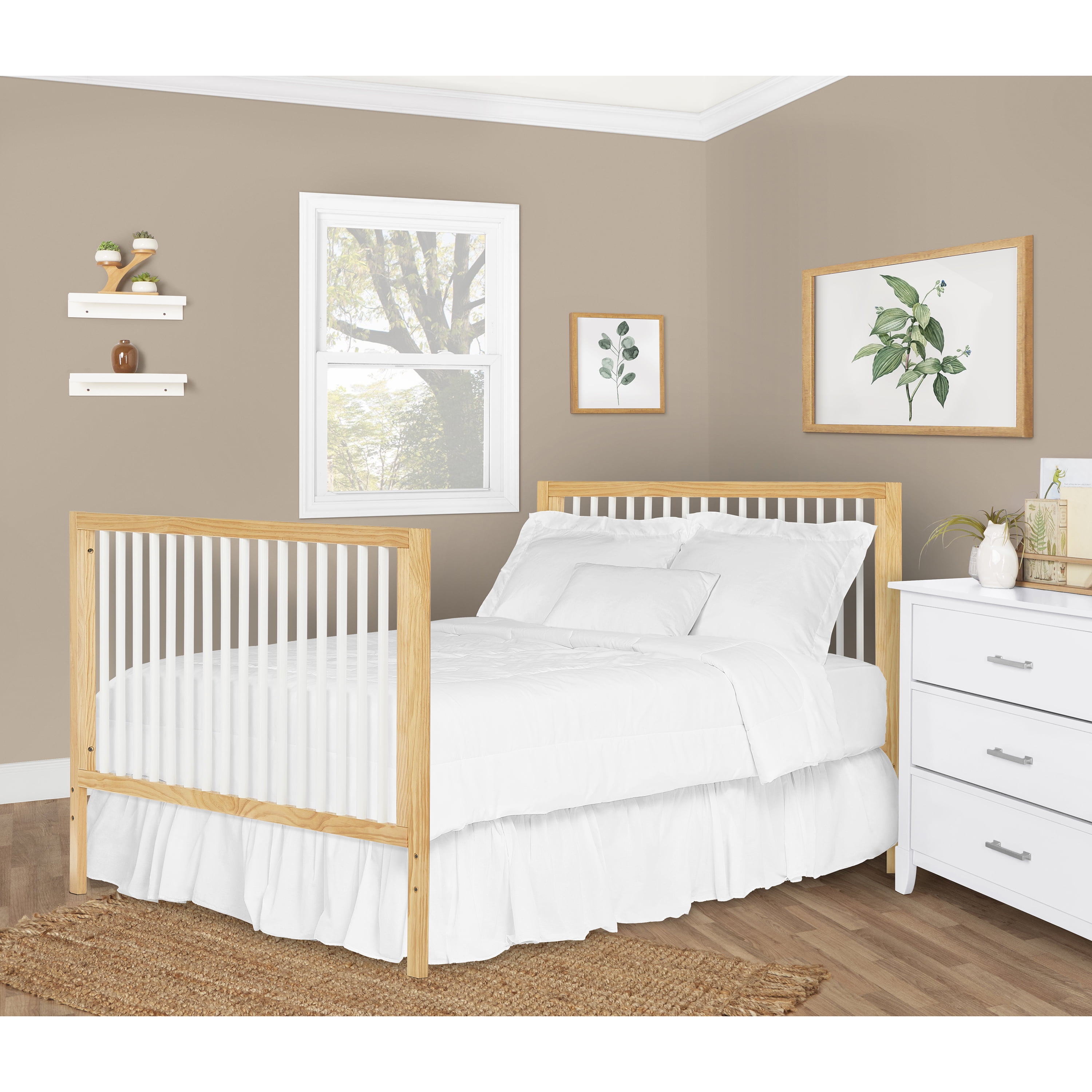 Dream On Me Carter Crib Convertible Post, Natural And White