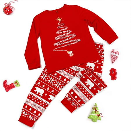 

XMAS Pyjamas Nightwear Adults Kids Xmas Red PJs Pajamas Sets USA Stock LOHILL