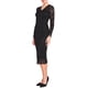 thumbnail image 4 of VESTIDO MIDI DE ENCAJE FLORAL CON MANGAS LARGAS TRANSPARENTES Y ESCOTE EN V DE INSPIRE CHIC L NEGRO, 4 of 5