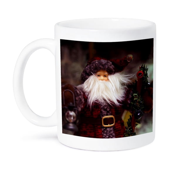 3dRose, Close up photo of vintage St. Nicholas holding a lantern and garland., 15oz Mug