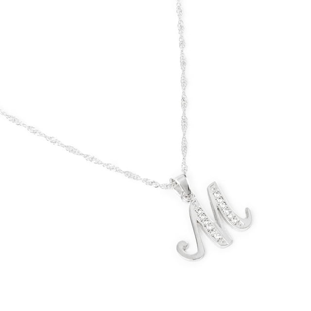 Dije Inicial / Letra M Zirconias Plata .925 + Cadena Regalo Ametrinaa PMDP0004-M