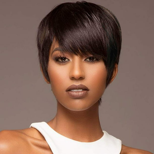 PHOCAS Black Cherry Short Pixie Wigs for Women Synthetic Black Short