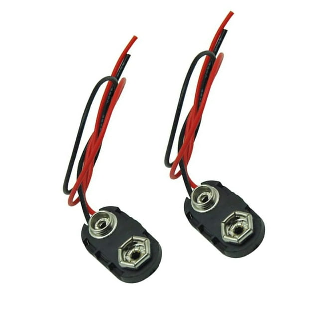 Le type 9V Fil de Batterie Noir, Lot de 2.