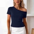 thumbnail image 2 of fatyb Womens Summer Tops off the Shoulder Short Sleeve T-Shirts Summer Casual Going out Tee for Women, 2 of 6