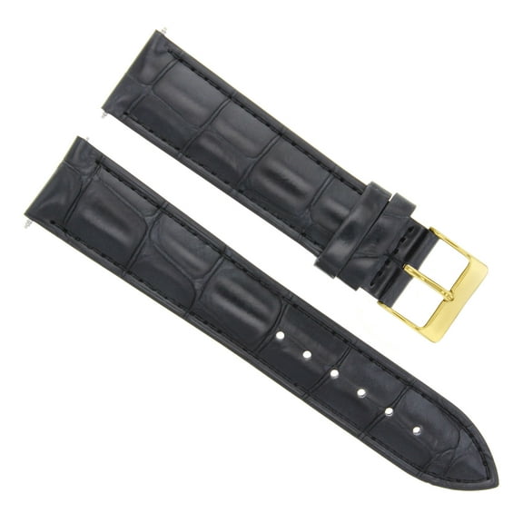 18MM LEATHER WATCH BAND STRAP FOR JAEGER LECOULTRE WATCH BLACK GOLD