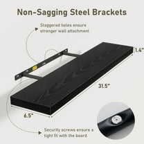 32 Inch Floating Shelves Wall Shelf Set of 3, Black Bathroom Shelves 32 Inch, Farmhouse Home Decor Living Room, Kitchen Black Shelves for Wall, 32 x 6.7 x 1.4 Inch