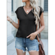 thumbnail image 5 of Blusas de Mujer con Mangas , Texturizadas, Elegantes e Informales, con Cuello en V, para el Trabajo y el Verano. Negro XXL, 5 of 8