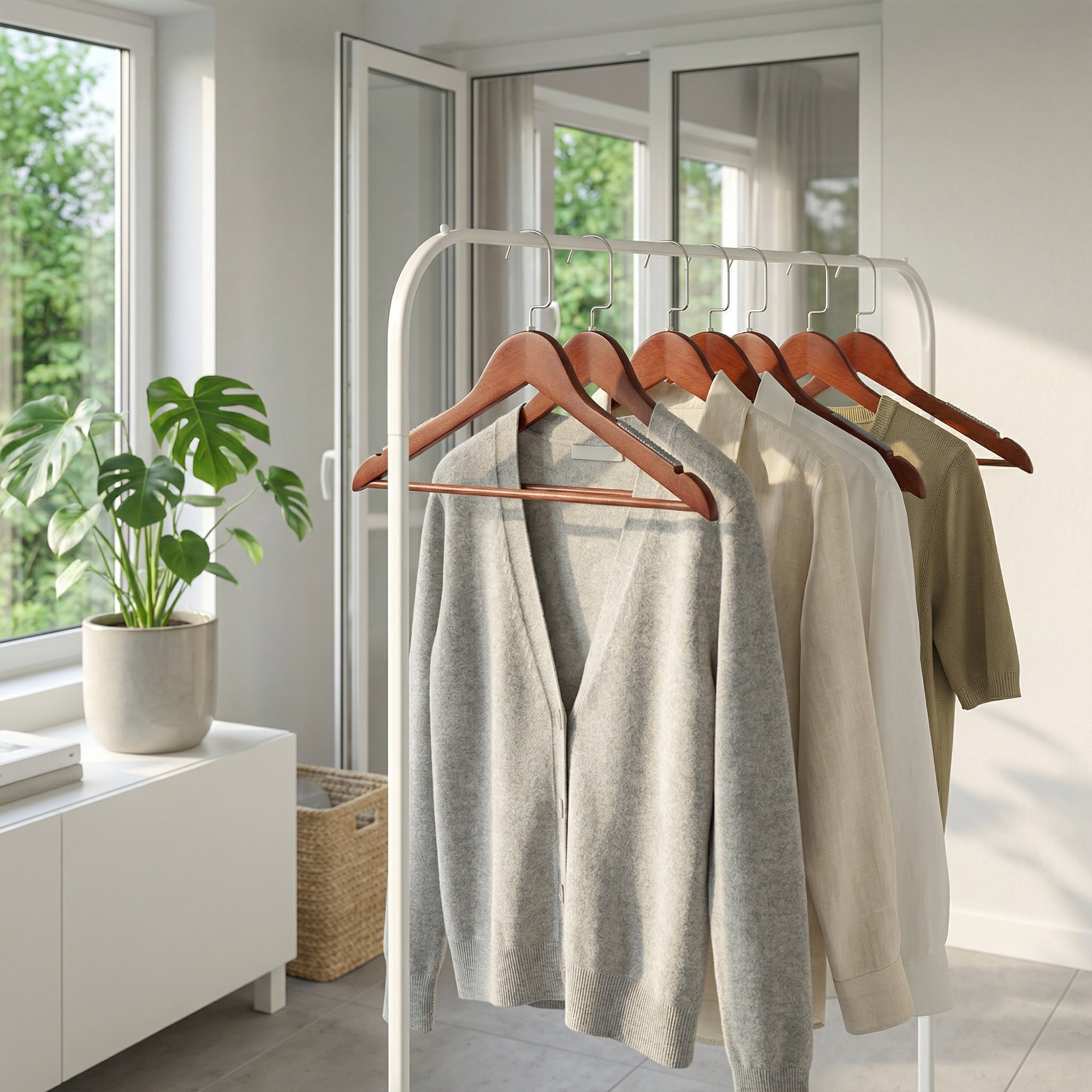 Unique Bargains 2Pcs Wood Durable Space Saving Home Clothes Hangers Anti-Slip