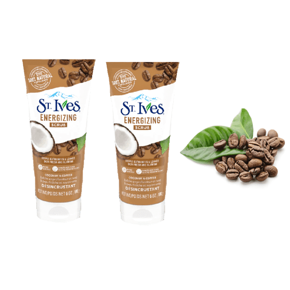 St. Ives Energizing Scrub, Net.Wt 6 oz (Coconut & Coffee) x 2pcs