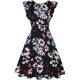 thumbnail image 4 of ICHUANYI Clearance Womens Vintage Ruffle Sleeves Floral Print Flared A Line Swing Casual Dresses(Black&Blue , S) Ichuanyi Ichuanyi, 4 of 8