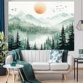 thumbnail image 7 of Misty Forest Mountain Tapestry Sage Green Nature Pine Tree Wall Tapestry for Bedroom Aesthetic Watercolor Woods Lake Small Tapestries Wall Hanging for Living Room Dorm Decor 80 x 60 Inch, 7 of 7