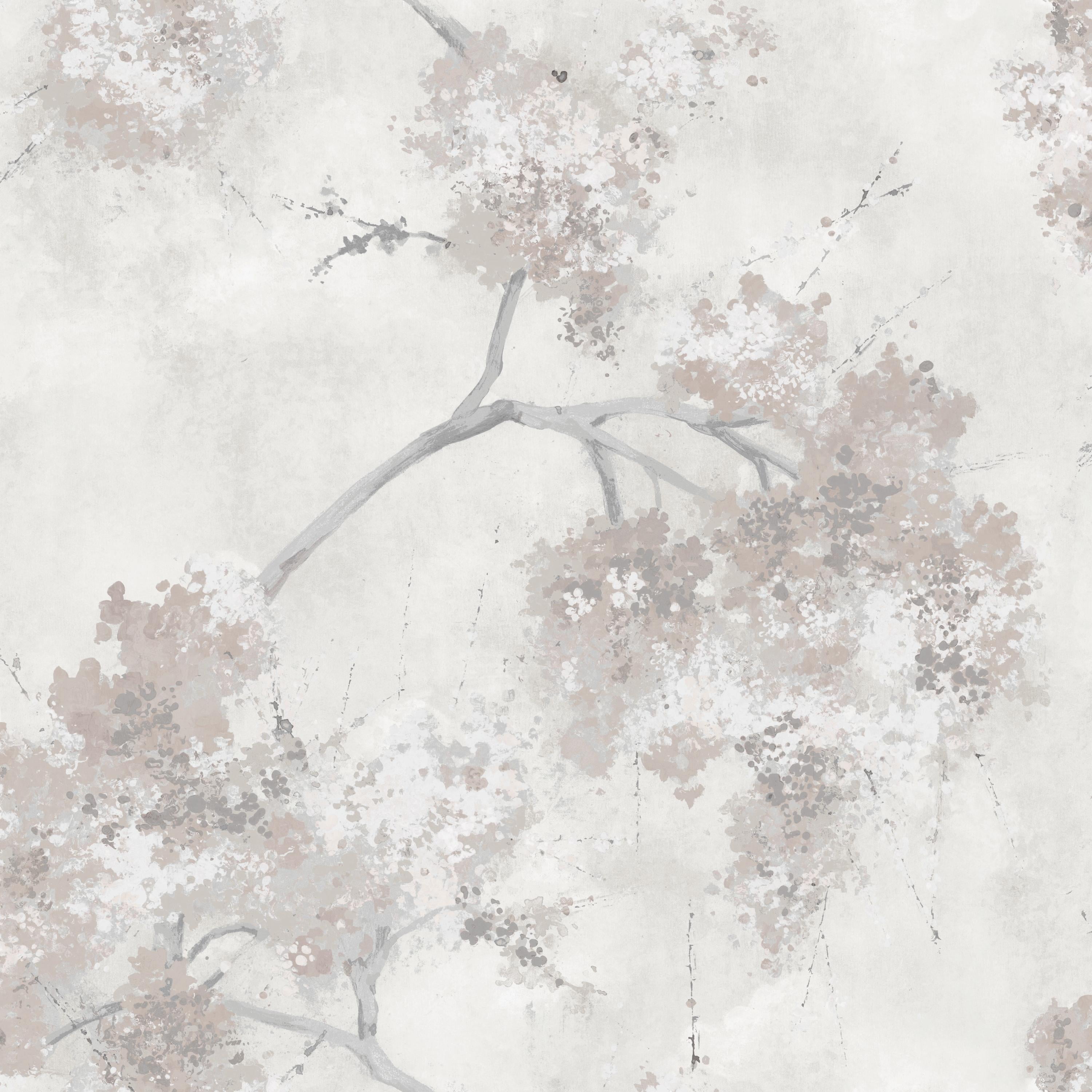 RoomMates Gray Weeping Cherry Tree Blossom Peel and Stick Wallpaper