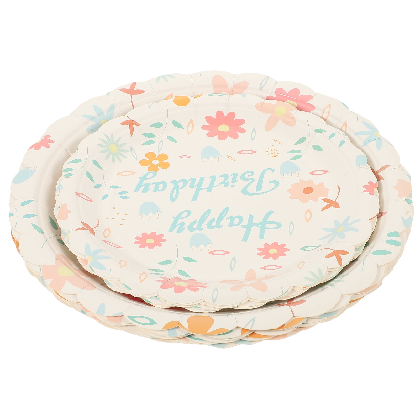 Hemoton 1 Set Birthday Party Paper Plates Happy Birthday Plates Flower