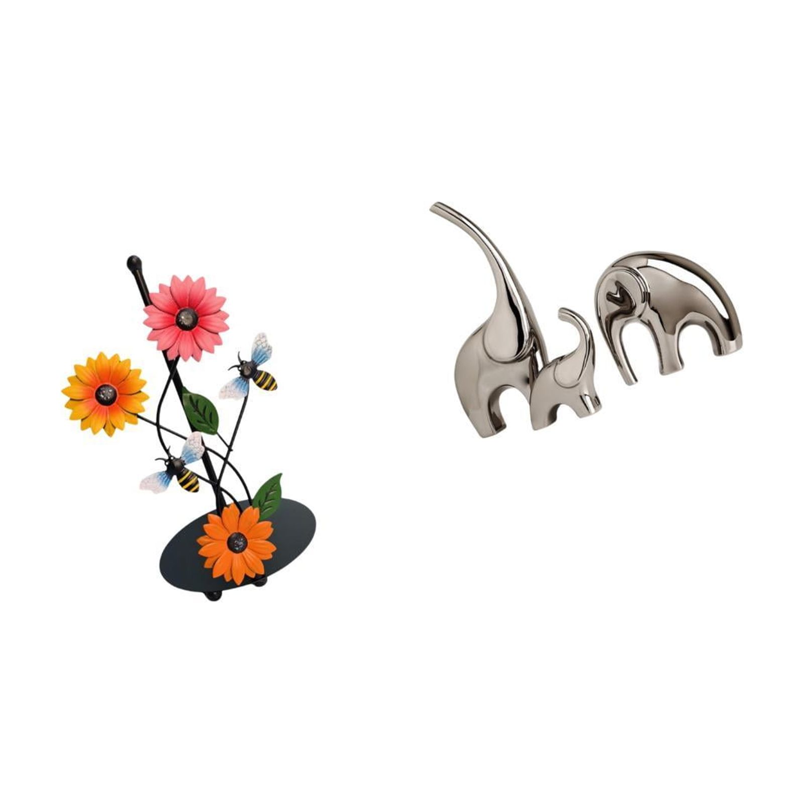 Fiocias Family Elephants Paper Towel Holder Dispenser Non Slip Vertical Tissue Holder Rack Ceramic Statue Ornament Animal Sculpture Collectible for Home Shelf