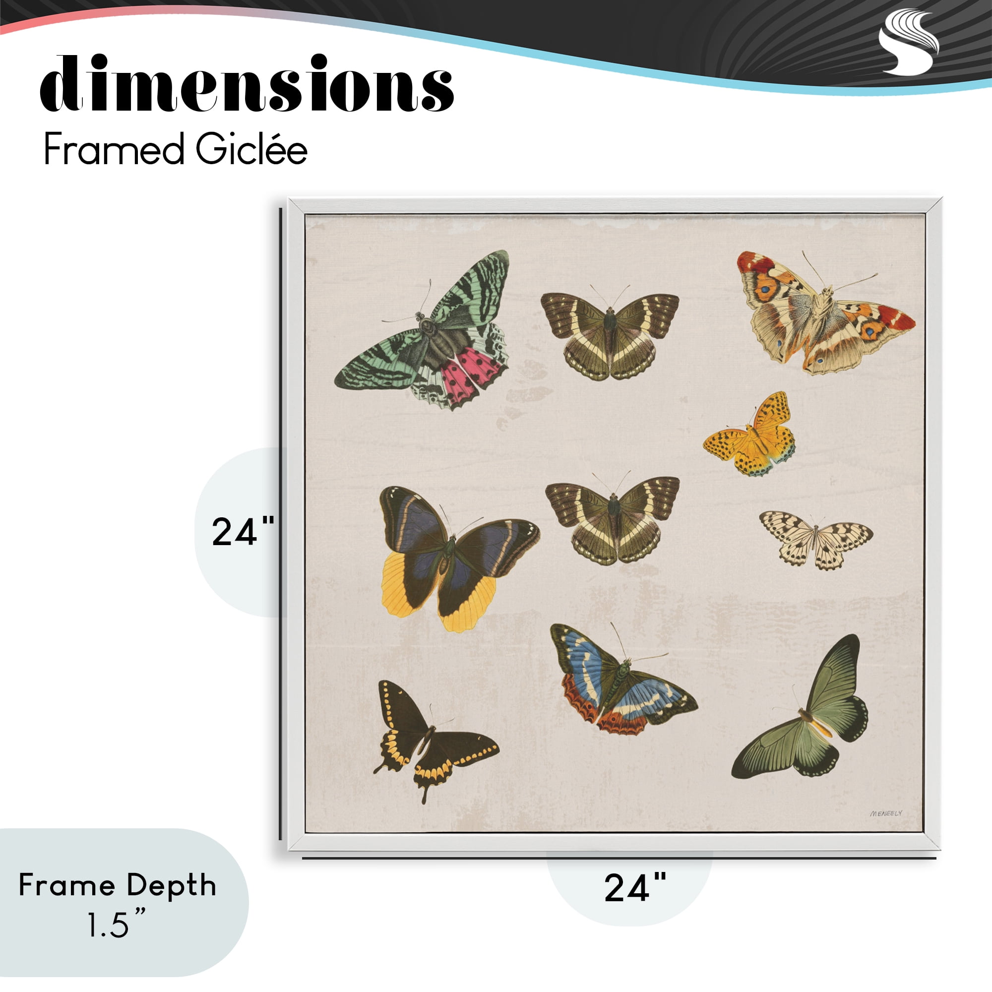 Stupell Industries Antique Butterfly Flight White Framed Giclee Art, design by Dan Meneely