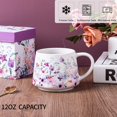 thumbnail image 2 of Topadorn Ceramic Travel Cup Ceramic Coffee Cup with Handle and Gift Box 12 oz Pink Flower, 2 of 4