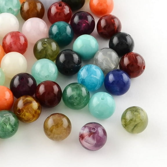 Round Imitation Gemstone Acrylic Beads Mixed Color 6mm Hole: 1.5mm about 176pcs/20g