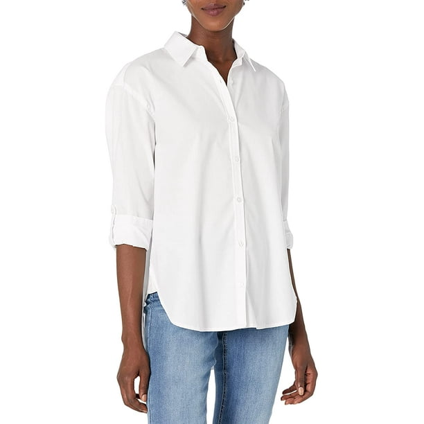 Gloria Vanderbilt Womens Amanda Monogram Button Down Shirt Large