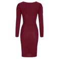 thumbnail image 5 of Sexy Dresses for Women Lowcut Ruched Slim Fitted Pencil Dress Long Sleeve Solid Color Elegant Tight Dress for Women, 5 of 6