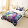 thumbnail image 2 of Metsweet Magical Floral Unicorn Twin Comforter Sets 2pcs, Kawaii Rainbow Rabbit Bedding Set,1 Comforter and 1 Pillowcase, 2 of 6