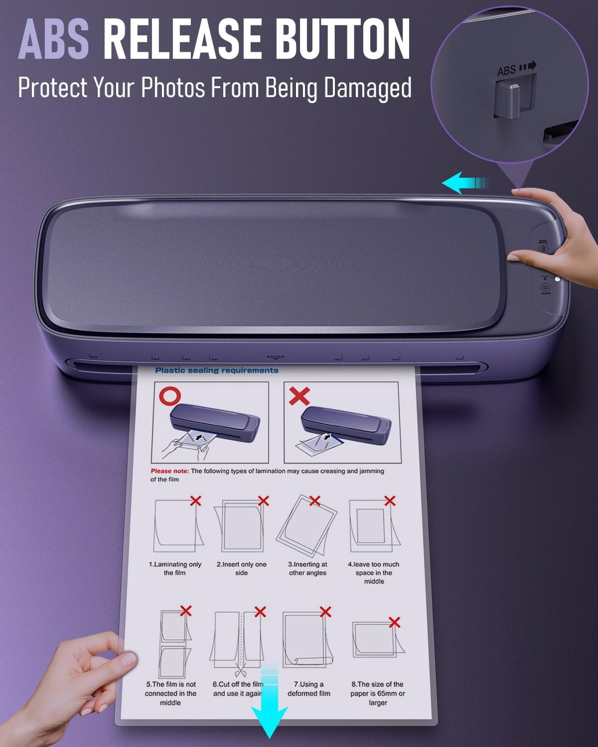 Laminator 13 inch wide hot and cold A3 laminator, 60 seconds preheating anti-jam laminator 11x17