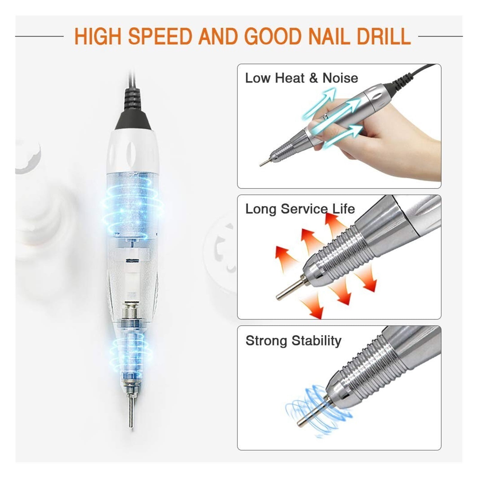 Pro 30000RPM Portable Cordless Electric Nails Drill Machine Acrylic Gel Remover Nail File Drill Bits Kit Nail Art Tool