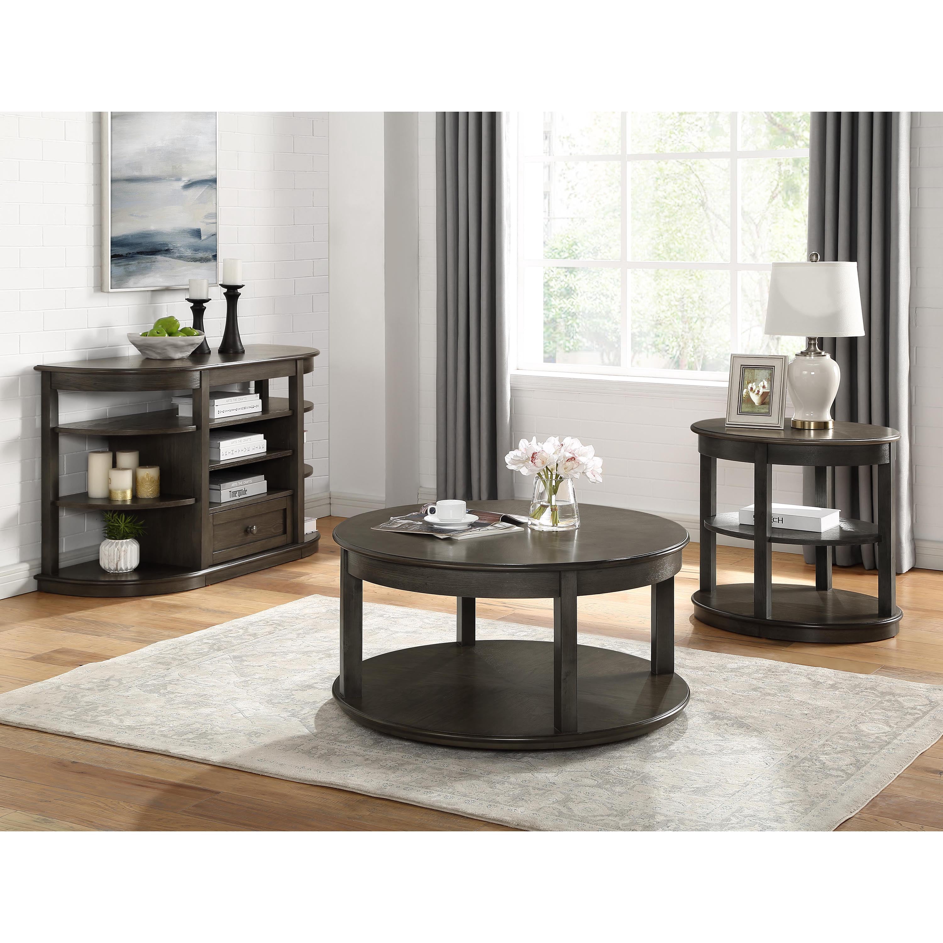 Furniture of America Kelda MDF Console Table with Shelves, Brown