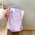 thumbnail image 2 of Case for iPhone 12, Cute Butterfly Pearl Design, Wavy Edge Semi-Transparent TPU Cover, Camera & Screen Protection, Anti-Scratch Anti-Yellowing Lightweight Case for Girls/Women, Purple, 2 of 7
