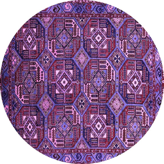 Ahgly Company Indoor Round Oriental Purple Industrial Area Rugs, 4' Round