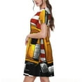 thumbnail image 2 of Fotbe Robe Motif Camion Américain Décontractée Mode Femme Manches Courtes Robe Maxi Robe T-Shirt Rayée Longue à Blocs de Couleur, 2 of 6
