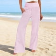 thumbnail image 2 of XIAOCHA Women's Stripe Print Wide Leg Pants Smocked High Waist Pants Daily Casual Loose Trousers, 2 of 4