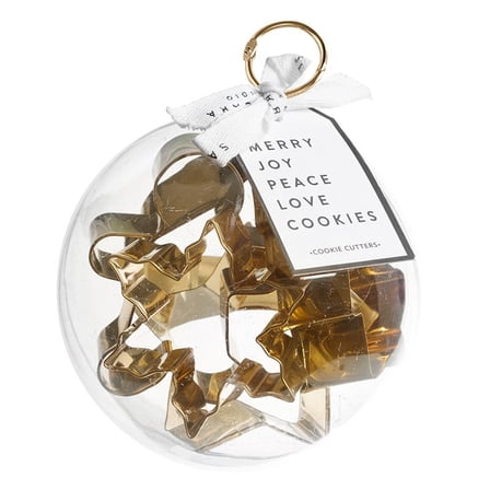 Set of 5 Small Holiday Cookie Cutters in a Clear Acrylic Ball Ornament P6643