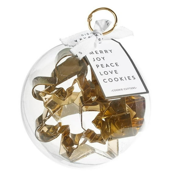 Set of 5 Small Holiday Cookie Cutters in a Clear Acrylic Ball Ornament P6643