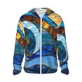 thumbnail image 1 of KLL Sweat à Capuche Extérieur Protection Solaire UPF 50+ pour Hommes et Femmes Imprimé Vague Océan Manches Longues Pêche Randonnée Performance-Petit, 1 of 7